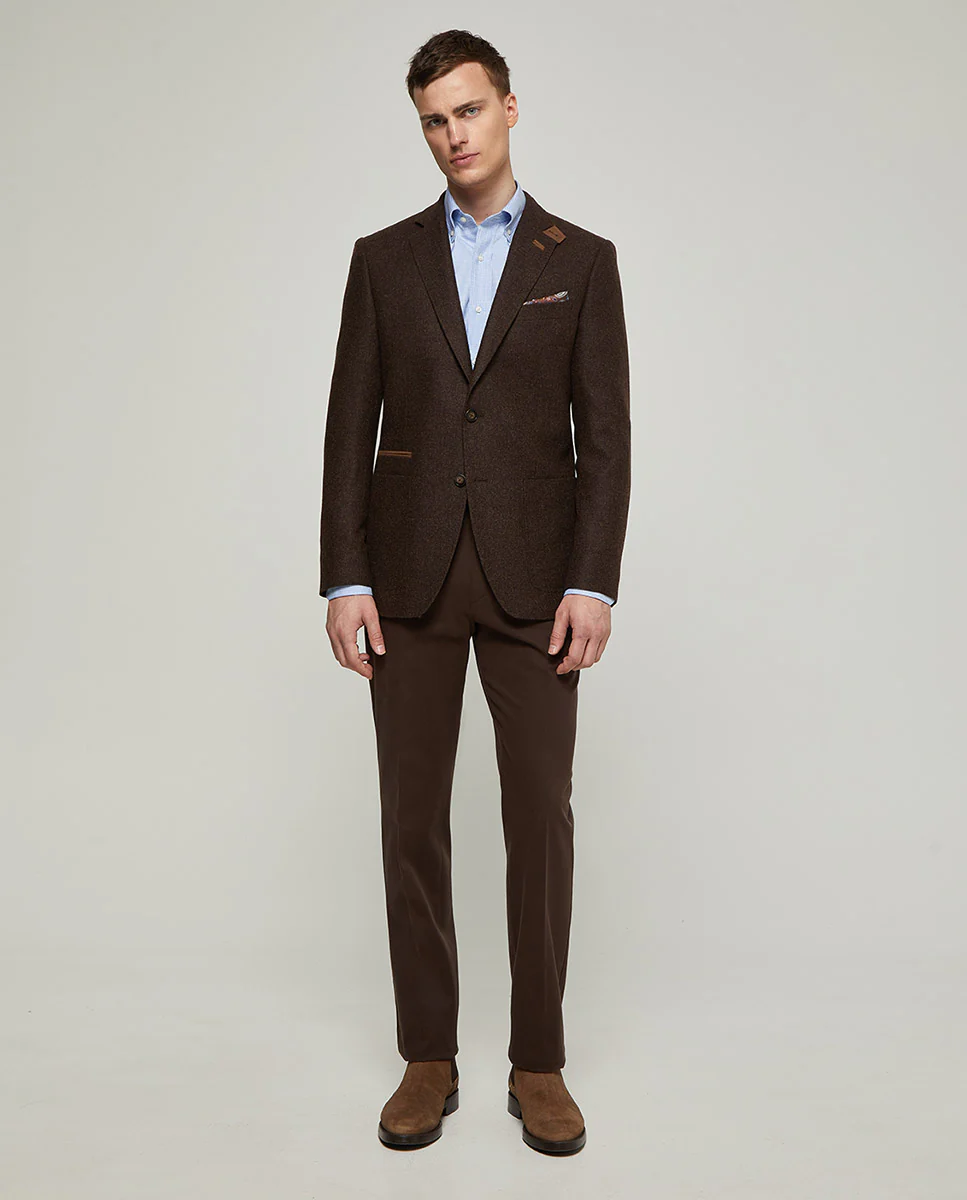 Pantalón regular fit algodón strech marrón - Image 3