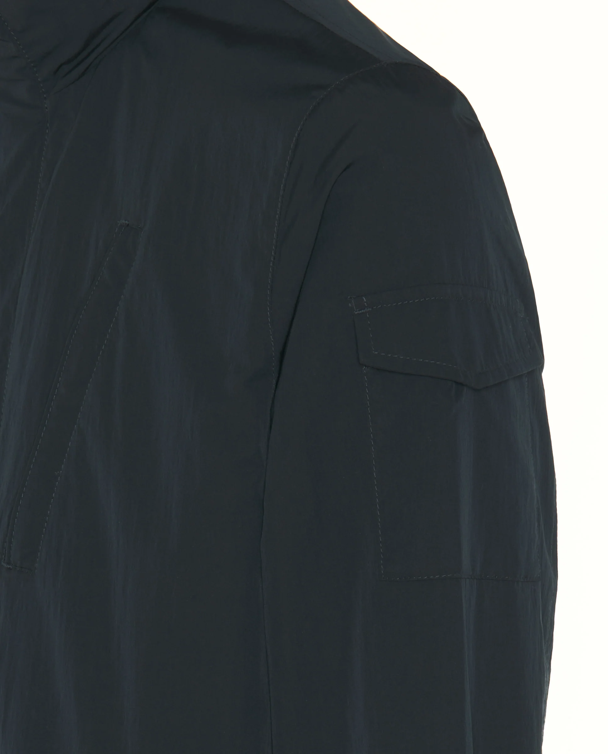 Parka corta azul oscuro con capucha oculta - Image 4