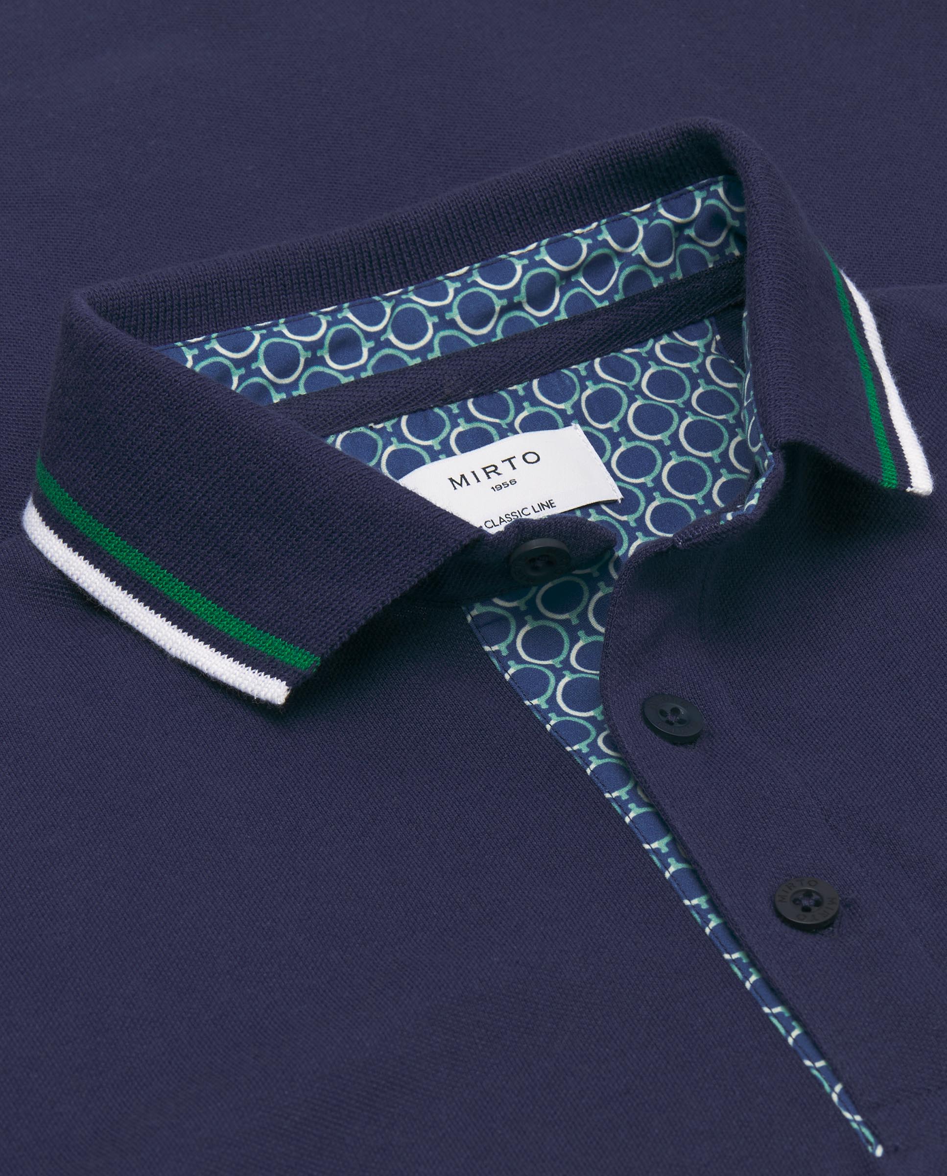Polo azul de piqué con detalles en contraste - Image 5