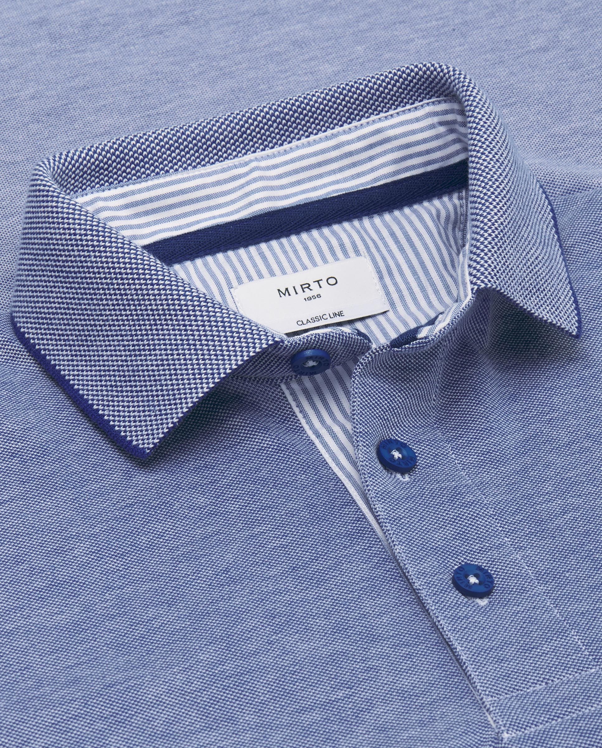 Polo azul de piqué con ribete al tono - Image 5