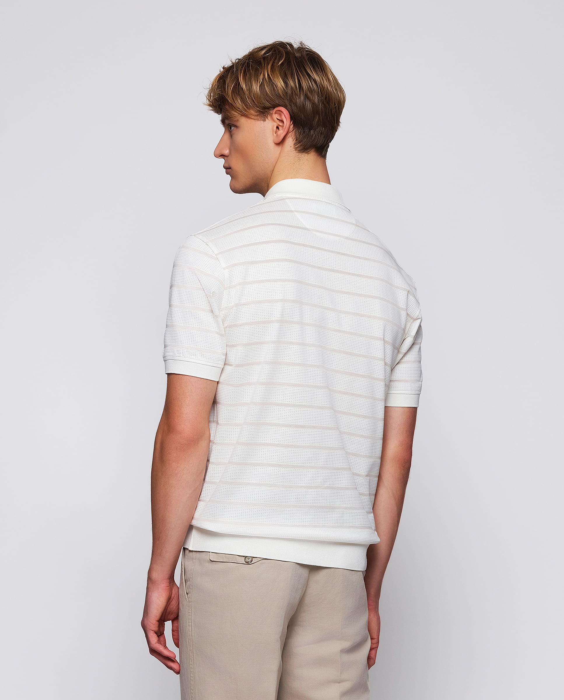 Polo beige de algodón raya horizontal - Image 3