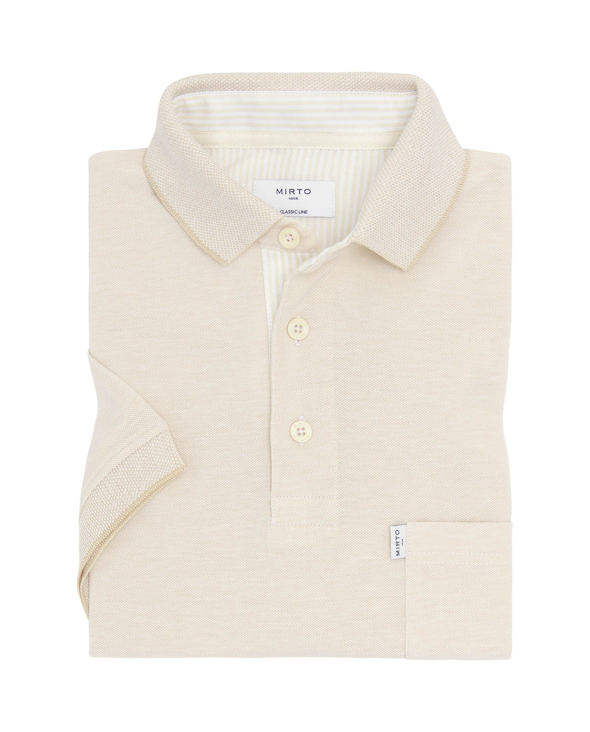 Polo beige de piqué con ribete al tono