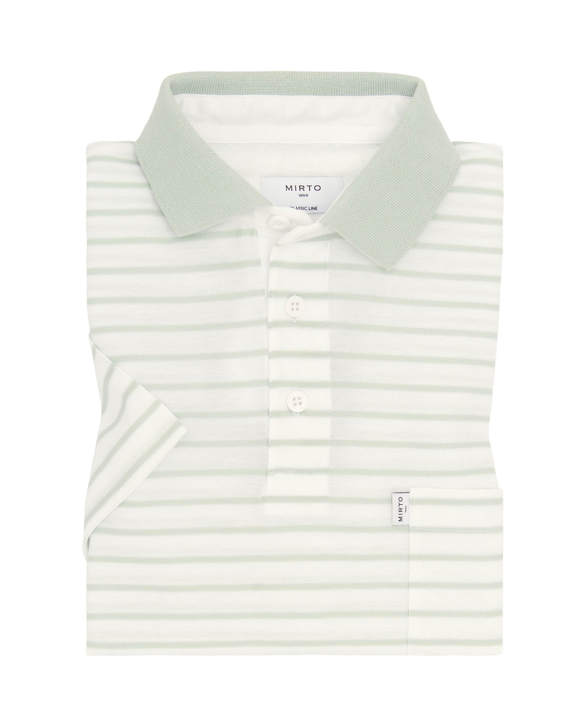 Polo de piqué rayas horizontales blancas y verdes