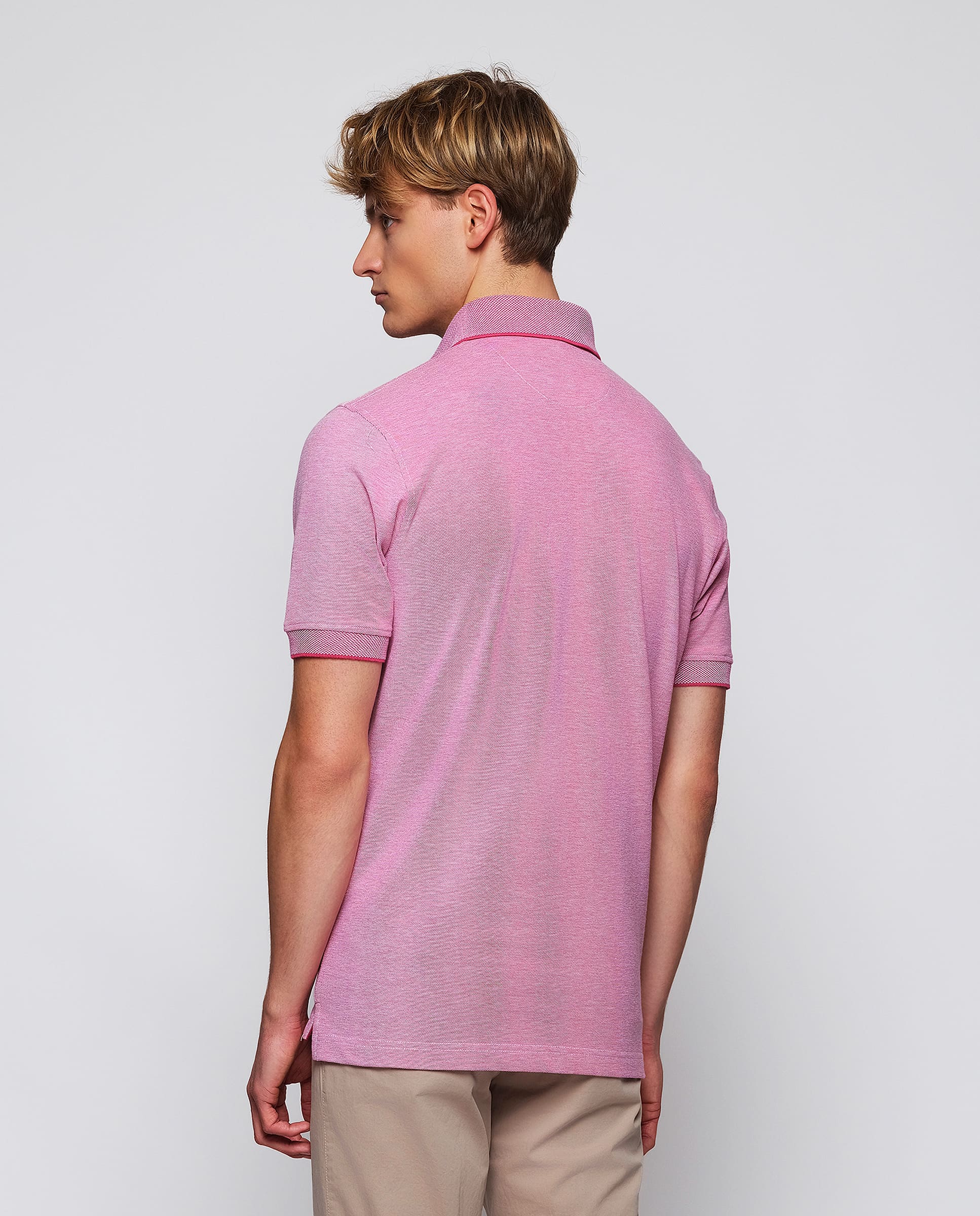Polo rojo de piqué con ribete al tono - Image 3