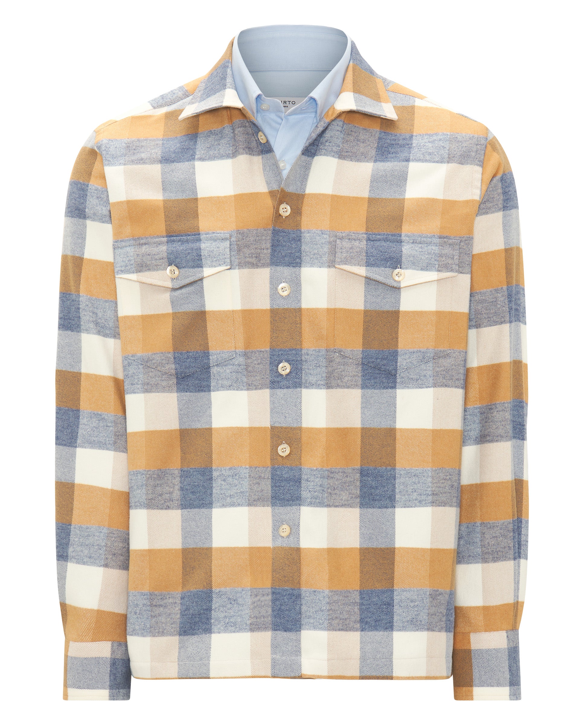Sobrecamisa cuadros azules y beige de franela - Image 6