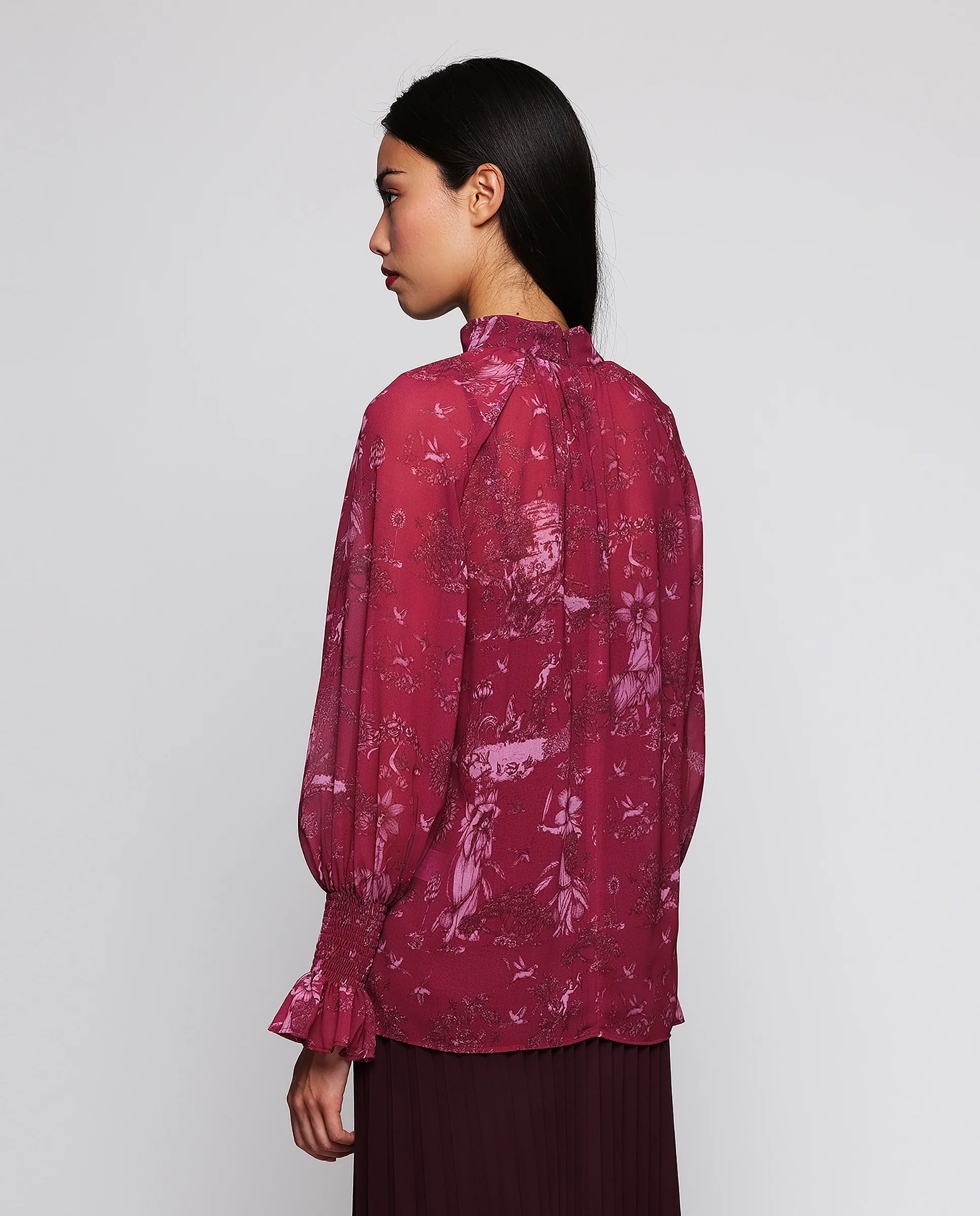 Top burgundy de gasa estampado toile de jouy - Image 2