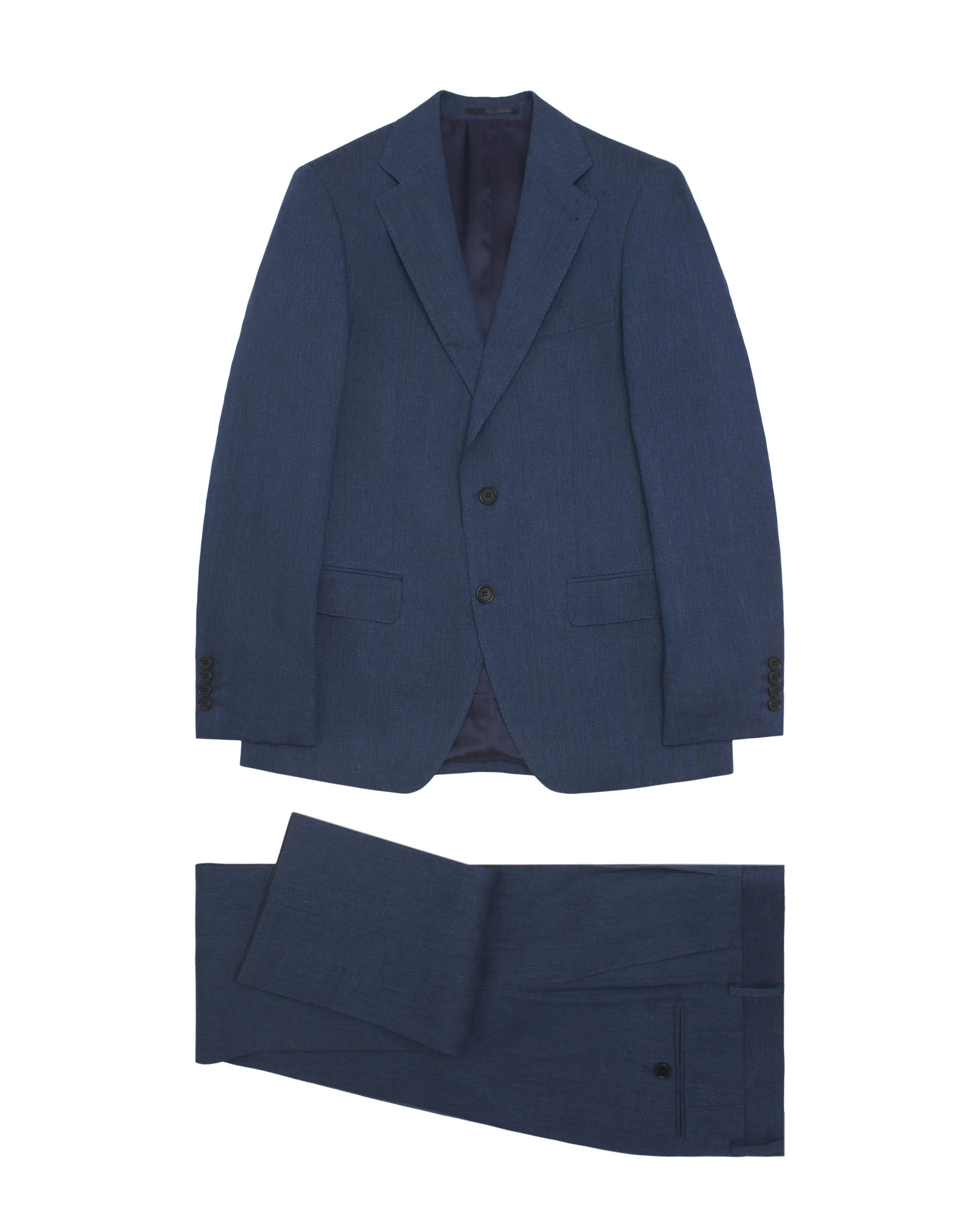 Traje azul de lino y lana espiga - Image 4