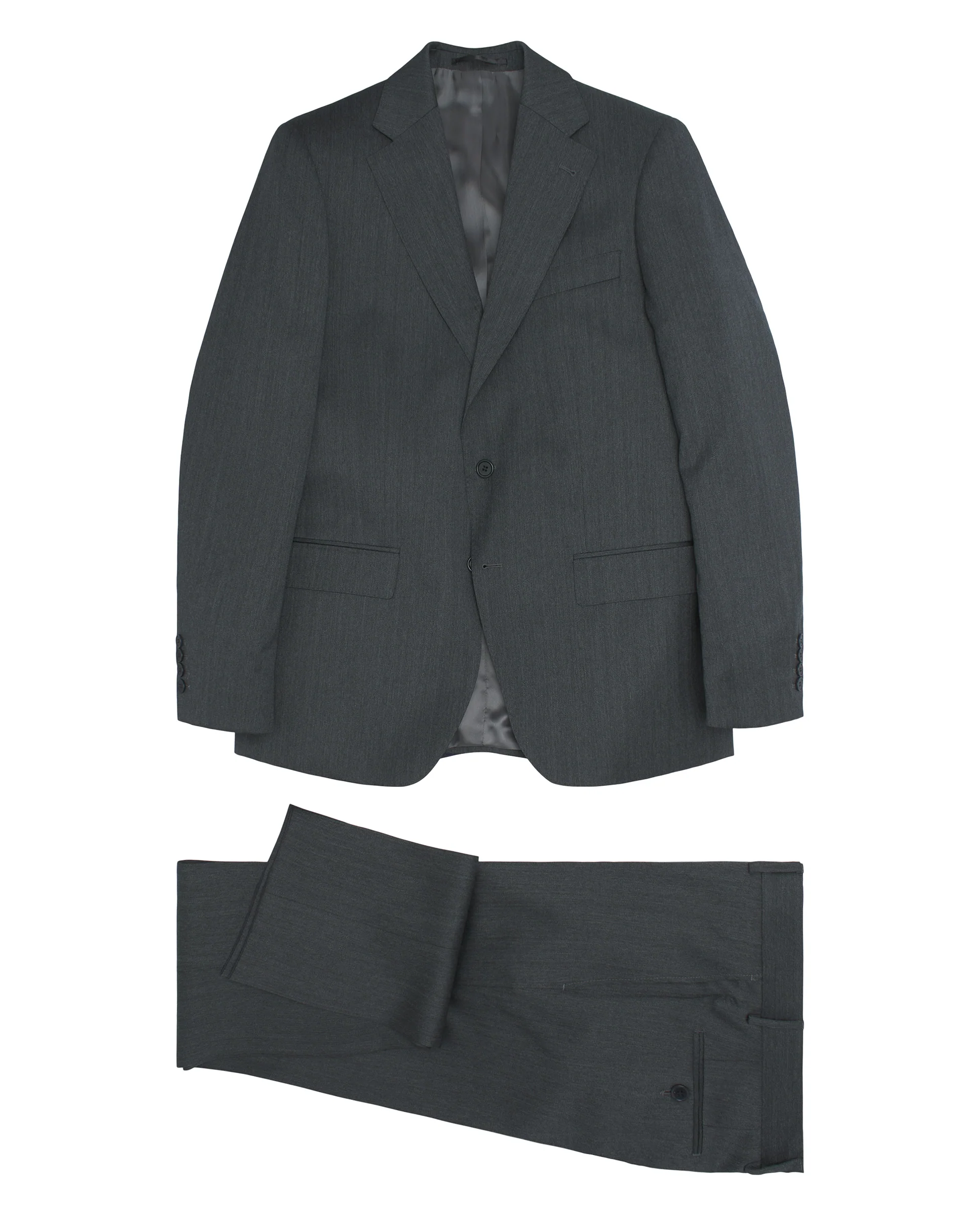 Traje gris medio de lana estructura de espiga - Image 4