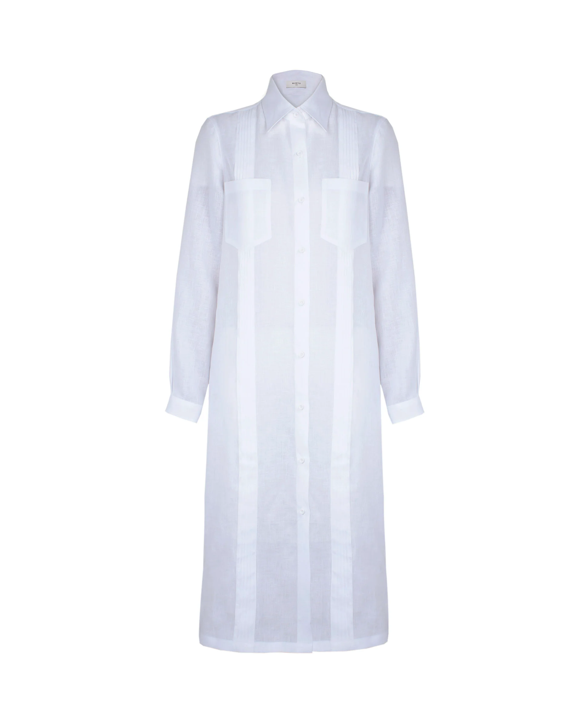 Vestido guayabera de lino blanco - Image 5
