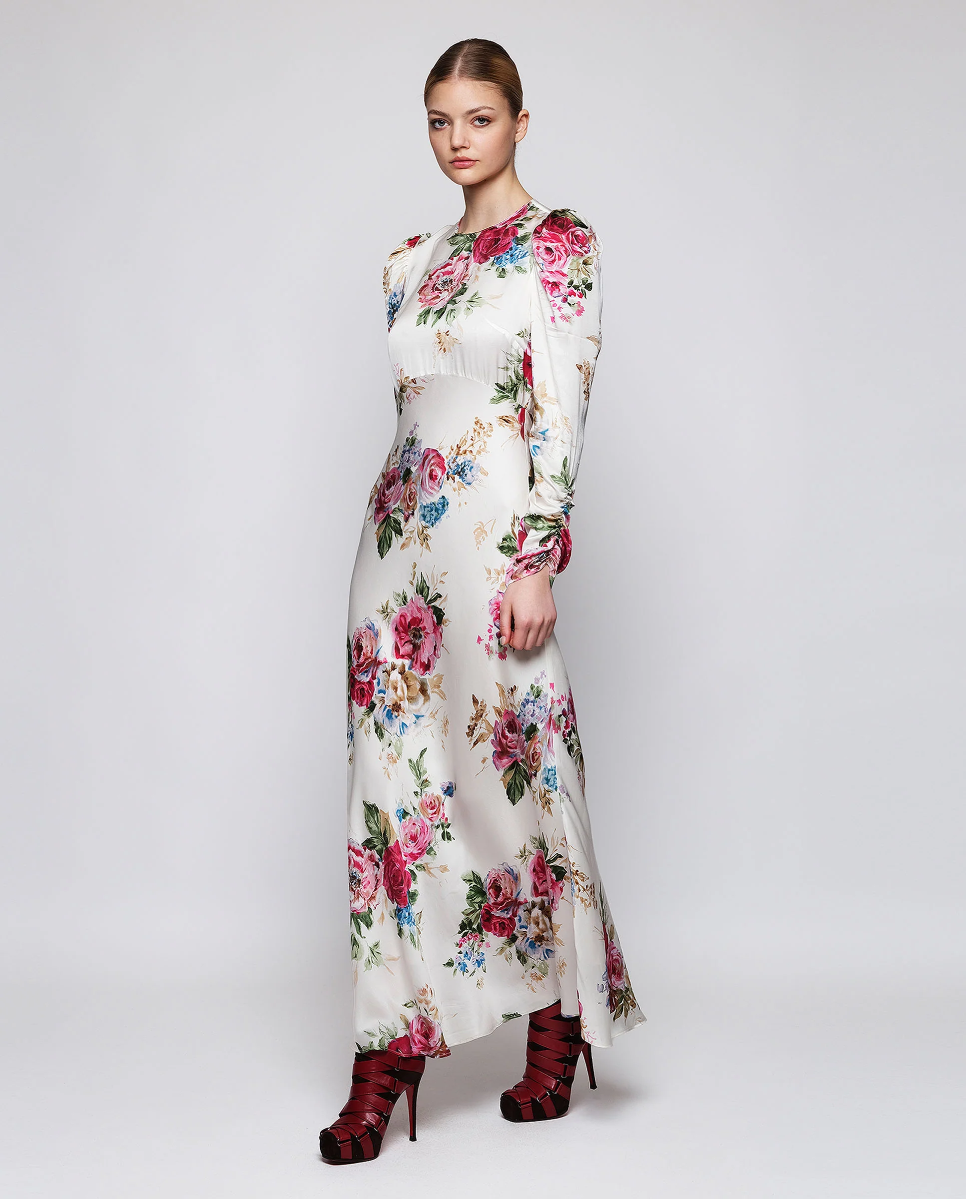 Vestido largo blanco estampado floral - Image 3
