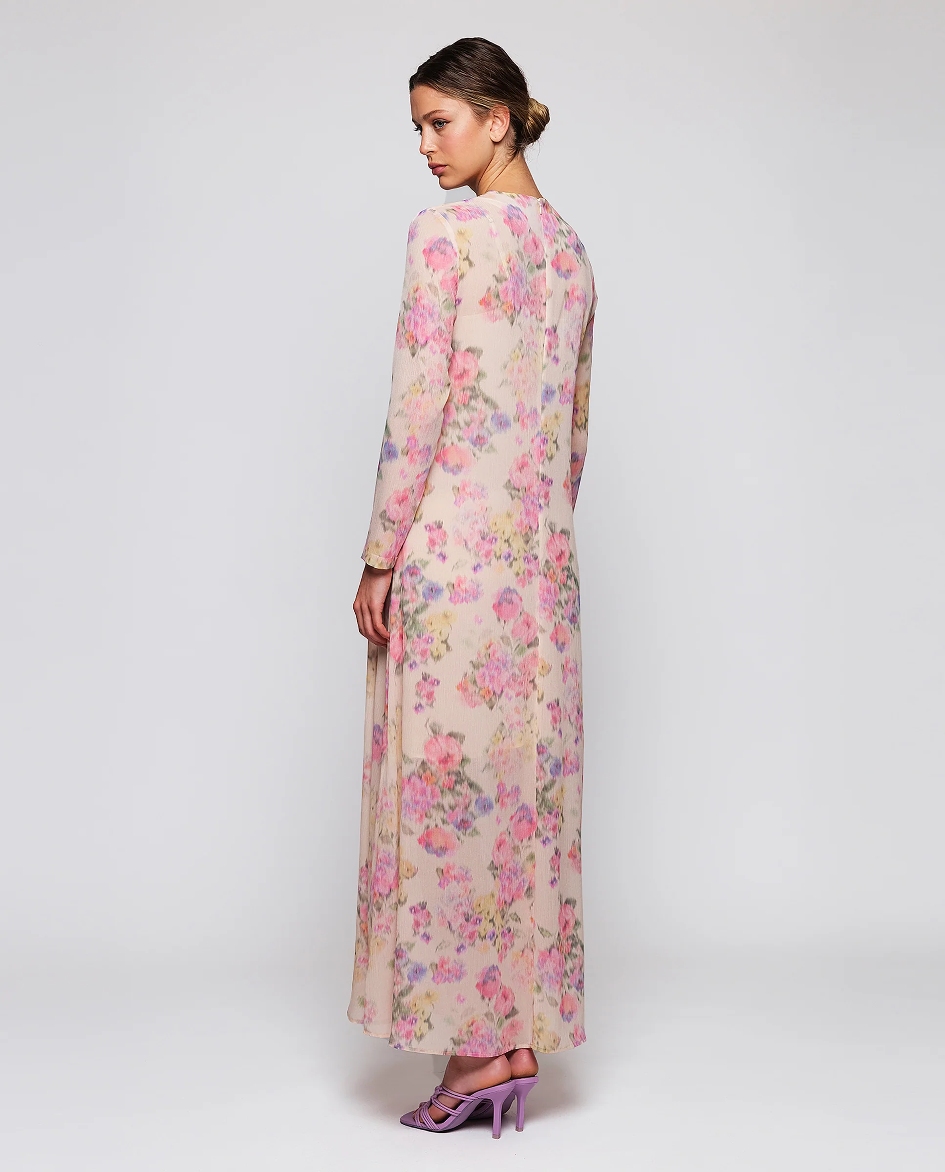 Vestido largo de gasa estampado floral - Image 2