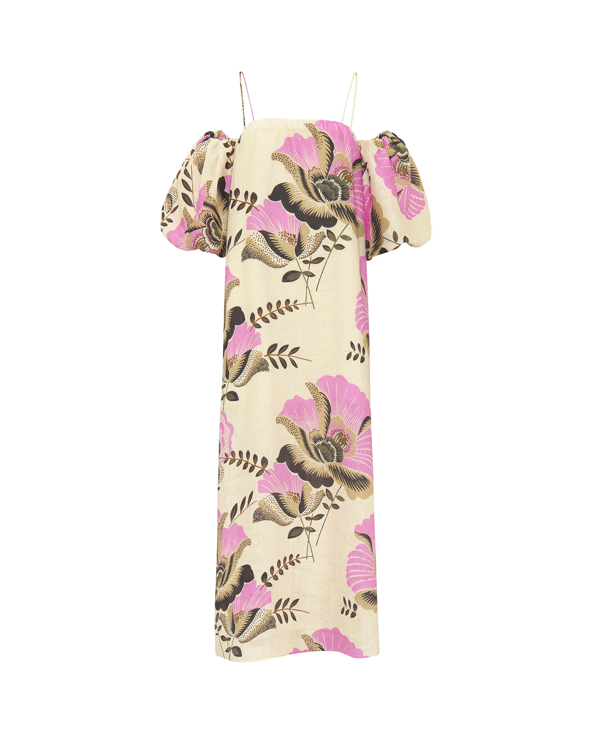 Vestido largo estampado floral de lino - Image 4